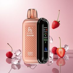 Fumot Tornado 20000 Puffs Engangs Vape Jordbær Hindbær Kirsebær Is med 20ml E-væske Kapacitet og 850mAh Genopladelig Batteri