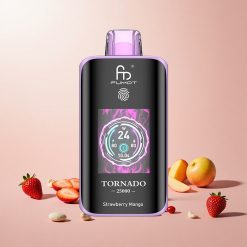 Fumot Tornado 25000 Puffs Engangs Vape Jordbær Mango med HD-skærm og 700mAh Genopladelig Batteri