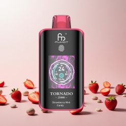 Fumot Tornado 25000 Puffs Engangs Vape Jordbær Mynte Slik med HD Skærm og 700mAh Genopladelig Batteri