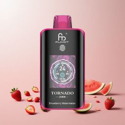 Fumot Tornado 25000 Puffs Engangs Vape Jordbær Vandmelon med HD-skærm og Type-C opladning