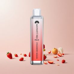 Hayati Pro Max 4000 Puffs Engangs Vape Jordbær Banan Features: 28x8x20mm 2%, 5% Nikotinstyrke Draw aktiveret Dual 1.1 Ohm Mesh Spole Op til 4000 puff 1400mAh batteri LED-lys i bunden Krystaludseende Genopladeligt batteri 2ml tank med 10ml auto påfyldning TPD-overensstemmelse