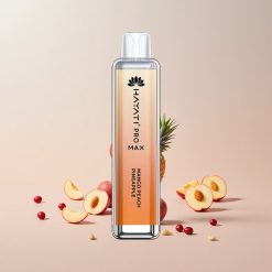 Hayati Pro Max 4000 Puffs Engangs Vape Mango Fersken Ananas Funktioner: 28x8x20mm 2%, 5% Nikotinstyrke Indåbningsaktiveret Dobbelt 1,1 Ohm Mesh Spole 1400mAh batteri 2ml tank med 10ml automatisk påfyldning