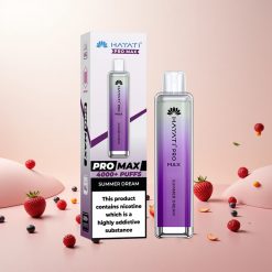 Hayati Pro Max 4000 Puffs Engangs Vape Sommerdrøm Hayati Pro Max 4000 Puffs Engangs Vape 28x8x20mm 2%, 5% Nikotinstyrke Tegnaktiveret