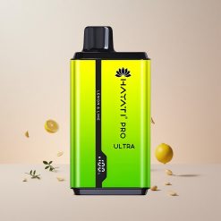 Hayati Pro Ultra 15000 Puffs Engangs Vape Citron & Lime Funktioner: Pust: 15000+ Batteri: 850mAh E-væskekapacitet: 2 12ml Nikotinstyrke: 2% Smagsvarianter: 49