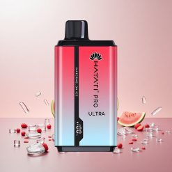 Hayati Pro Ultra 15000+ Puffs Vandmelon Is Disposable Vape Features: Pust: 15000+ Battery: 850mAh E-væske Kapacitet: 2 12ml Nikotinstyrke: 2% Smagsvarianter: 49
