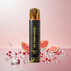 JNR Black&Golden 600+200 Puffs Engangs Vape Vandmelon Is 800 Pust 550mAh Batterikapacitet 2ml E-Væskekapacitet TPD-certificering Ingen opladning Nicotinindhold 2%