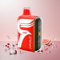 JNR Capsule 15000 Puffs Engangs Vape Vandmelon Is Pust: 15000 Pust Batterikapacitet: 850mAh E-væskekapacitet: 20ml Udgangseffekt: 20W Spoletype: Dual Mesh Coil Displaytype: Smart LED Display Specielle funktioner: Boost Mode, Type-C Hurtigopladning Yderligere funktioner: Full-Screen Immersion, Batteri & Vape Display Nicotinindhold: 2%,5%