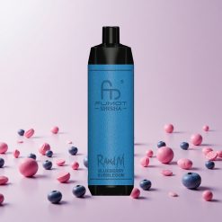 RandM Fumot Shisha 10000 Puffs Engangs Vape Blåbær Tyggegummi med 18ml E-væske og Type-C Port