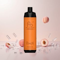 RandM Fumot Shisha 10000 Puffs Engangs Vape Fersken Is med LED-indikator og 18ml e-væske