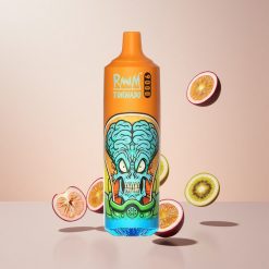 RandM Fumot Tornado 9000 Puffs Engangs Vape Kiwi Passionsfrugt Guava RandM Tornado 9000 Puffs Pust: 9000 Pust Batterikapacitet: 850 mAh Genopladelig E-væskekapacitet: 18 mL Coil Type: Mesh Coil Display Type: Sleek RGB Display Smagsvarianter: 54 Sortiment