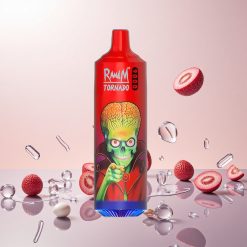 RandM Tornado 9000 Puffs Genopladelig 850 mAh 18 mL Mesh Coil Lush Is