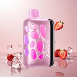 VOZOL RAVE 40000 Engangs Vape Jordbær Is med 270 Grader Vibrant Glow Design og 1000mAh Batteri